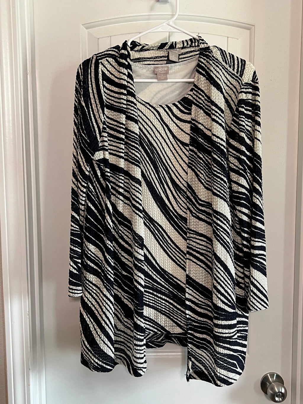 Chico's Zebra Print Tank Top and Cardigan Set - Size Large / 12 / 14