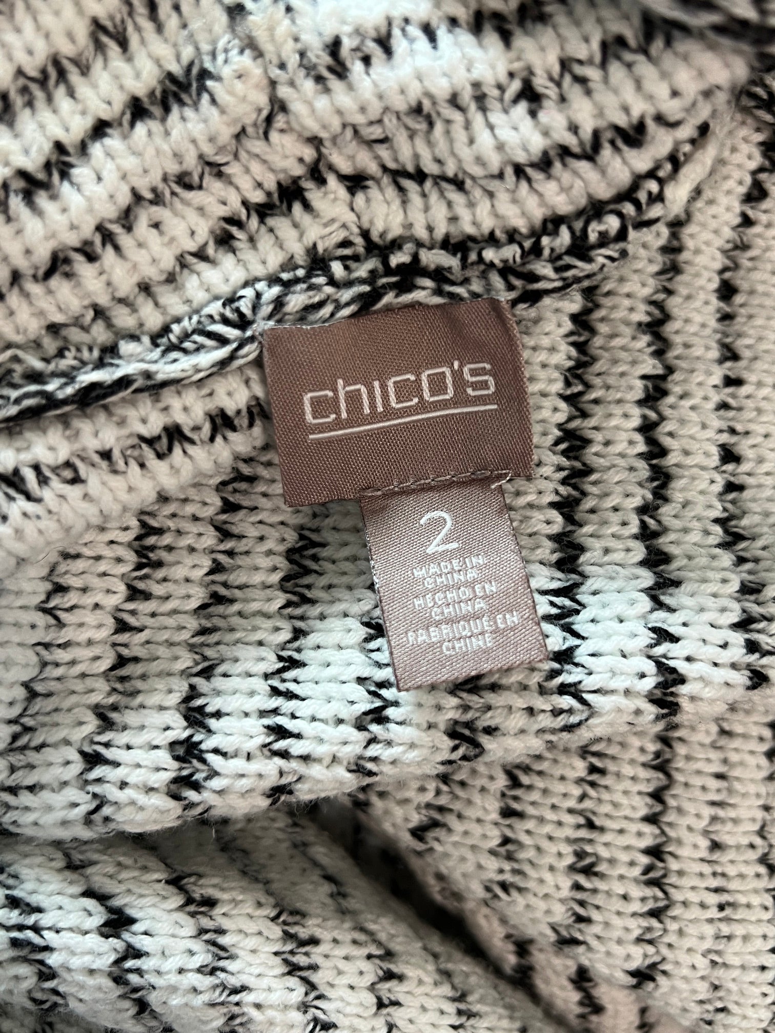 Chico's Black and White Patterned Cardigan - Size Large / 12 / 14