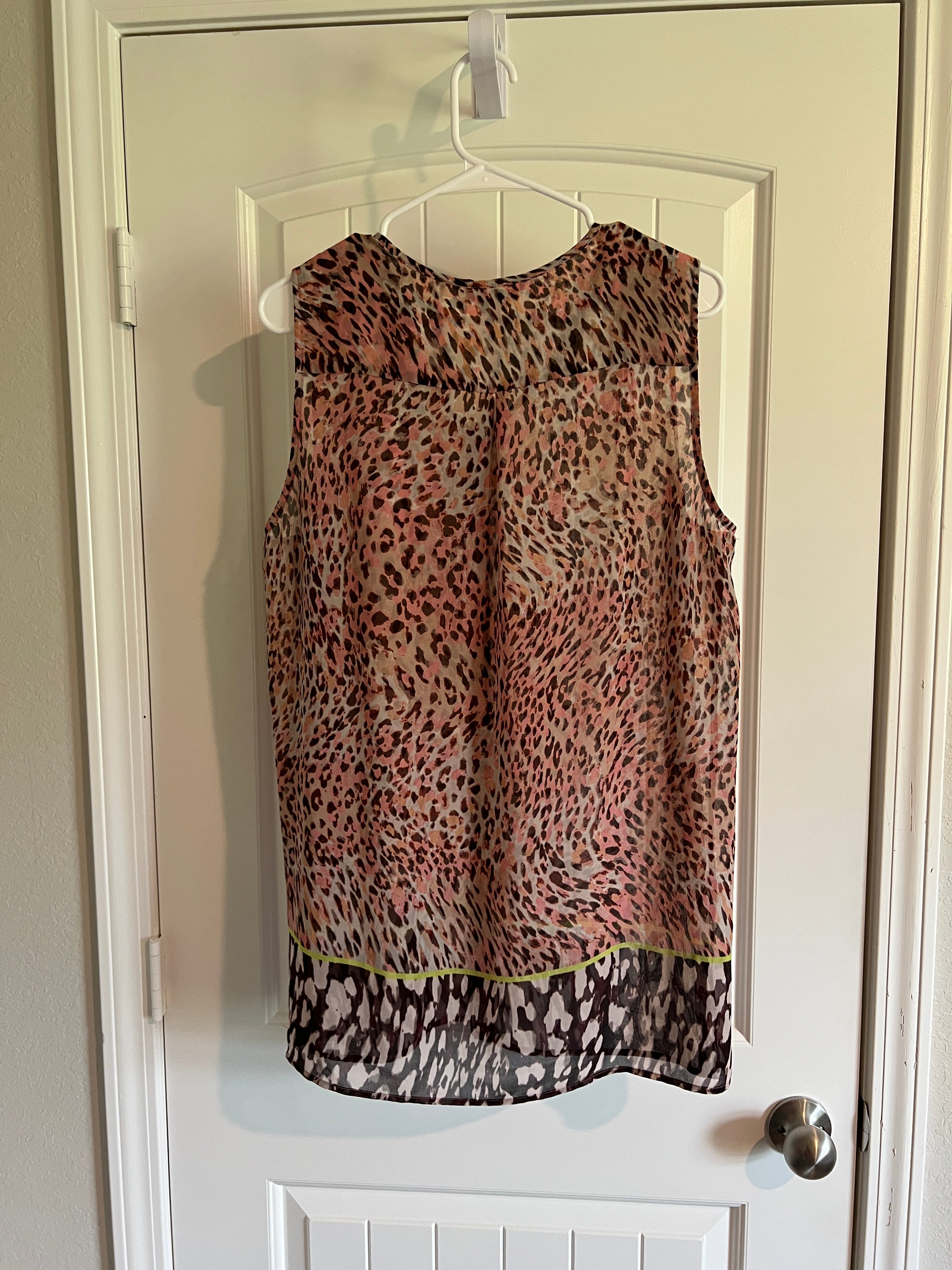 Cabi Leopard Print Sleeveless Blouse - Size Large