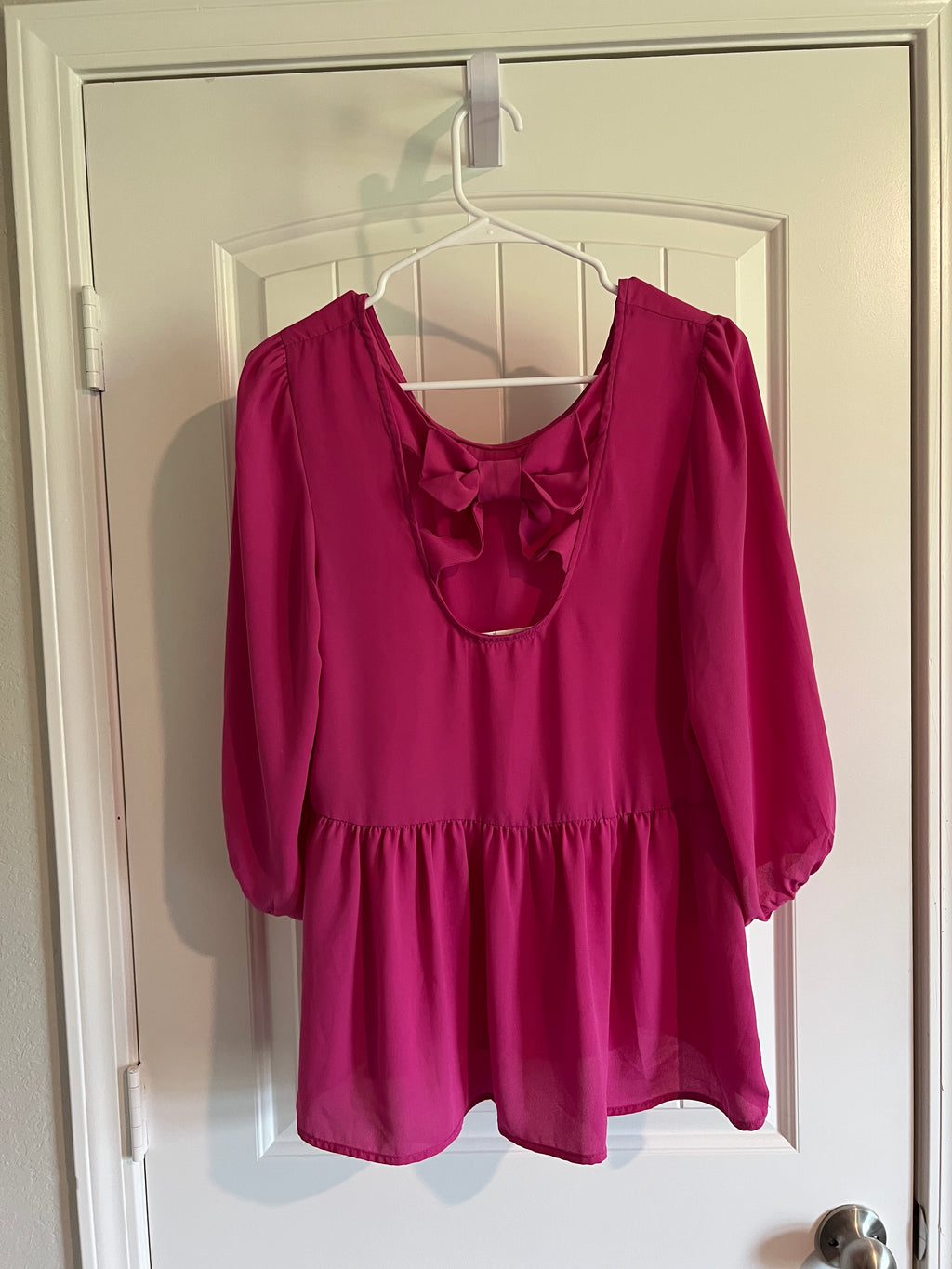 Miami 3/4 Sleeve Blouse with Bow - Size Medium