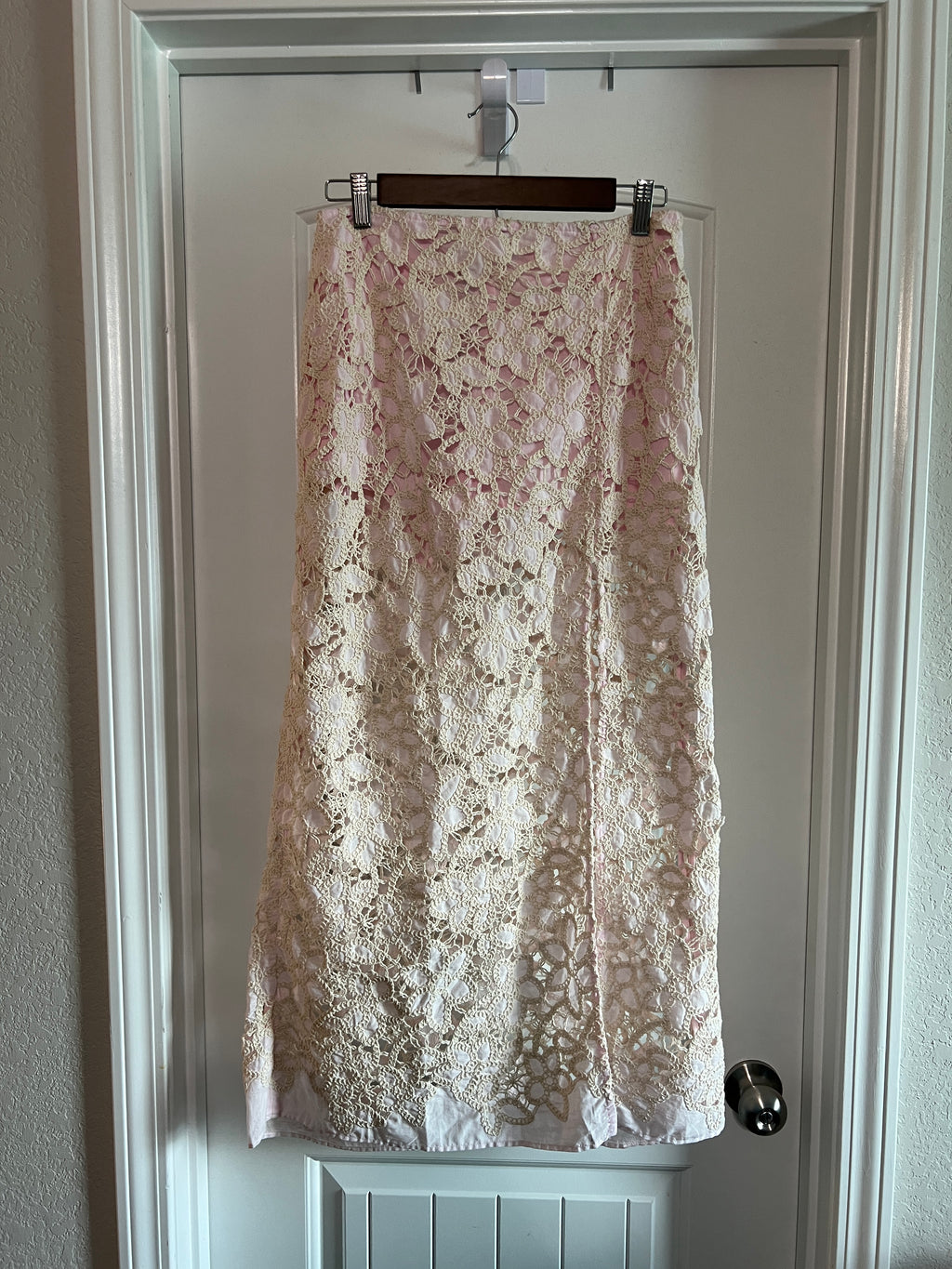 Self Contrast Crochet Overlay Midi Skirt - Size Small