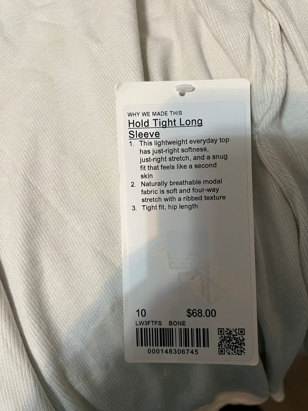 NWT Lululemon Hold Tight Long-Sleeve Shirt - Size 10