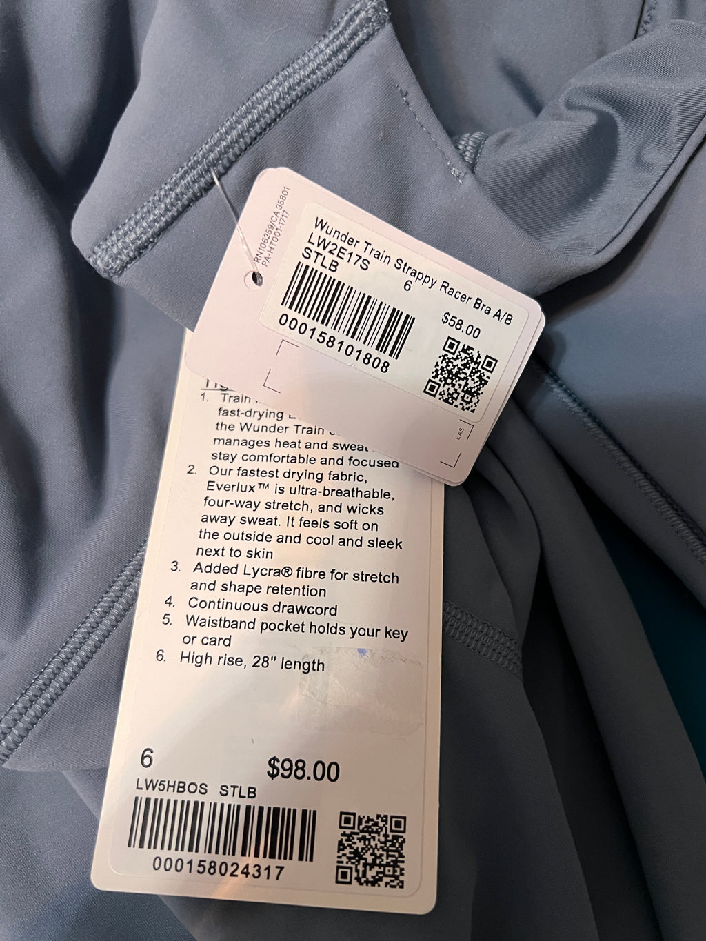 NWT Lululemon Wundertrain Bra & Leggings Set - Size 6
