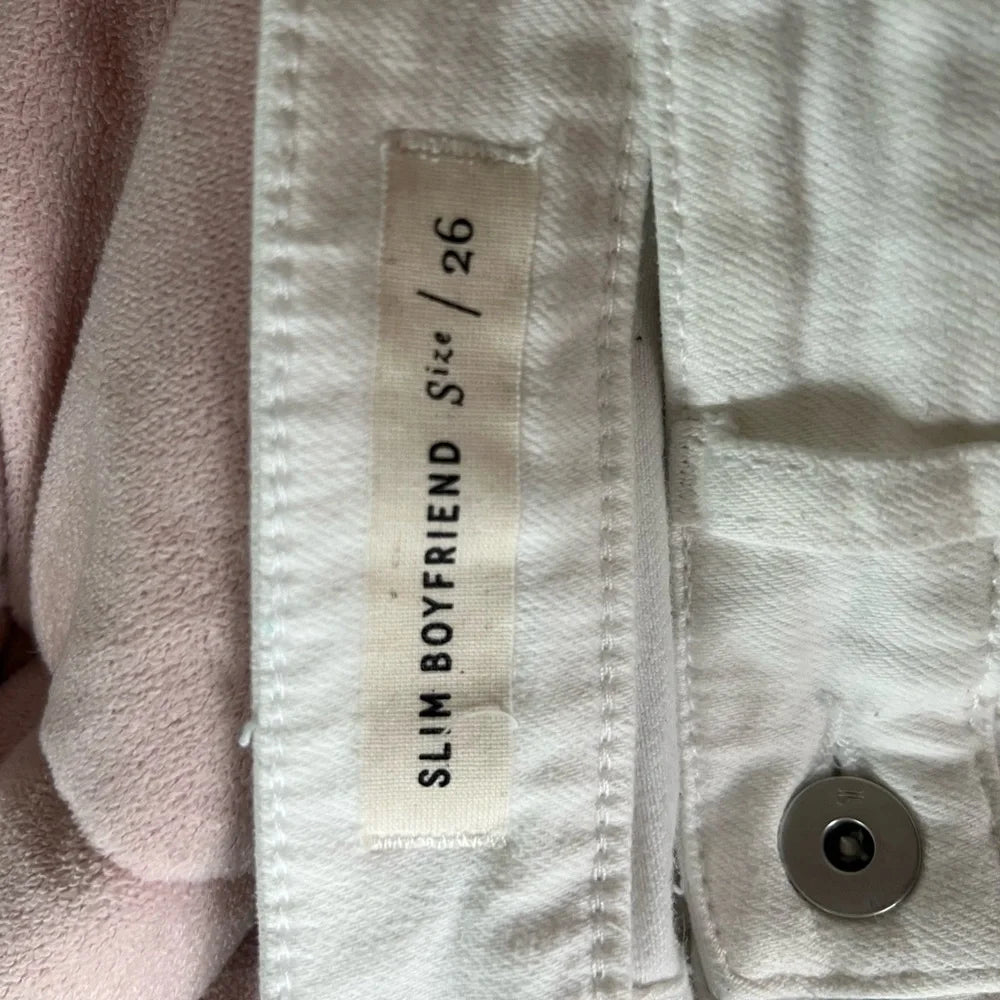 Anthropologie Pilcro and the Letterpress White Slim Boyfriend Jeans - Size 2 / 26