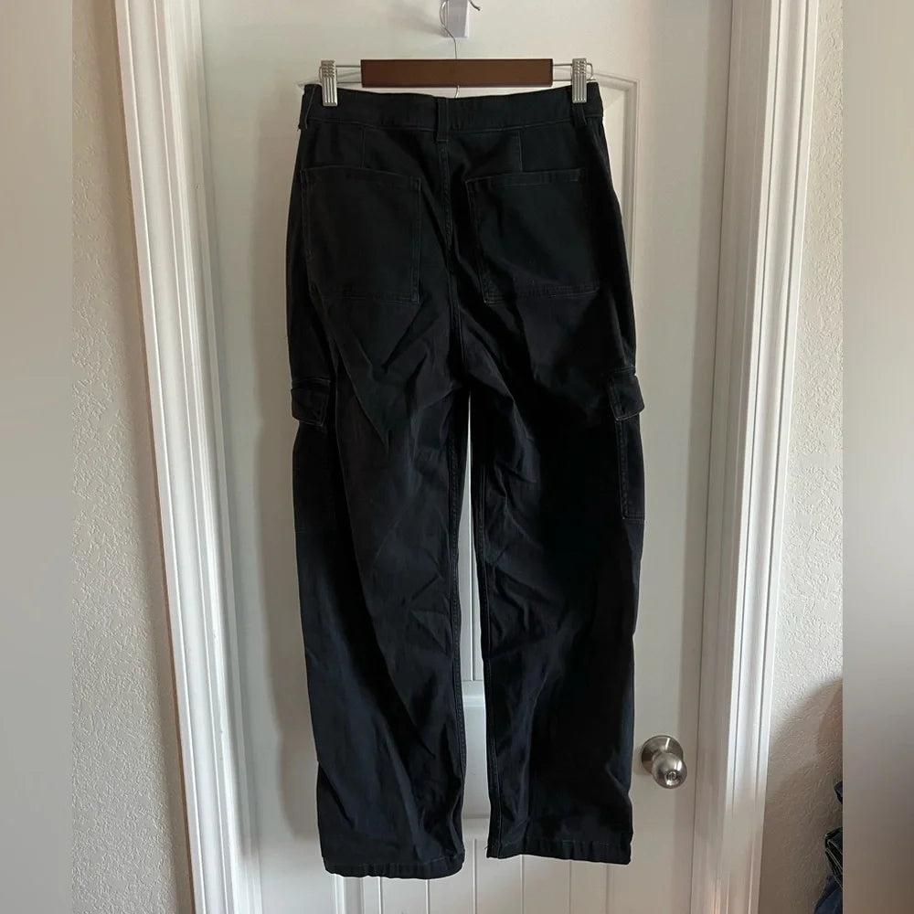 Hollister Women's Black/Navy Trousers - Size 6 / 28 / 28 Long