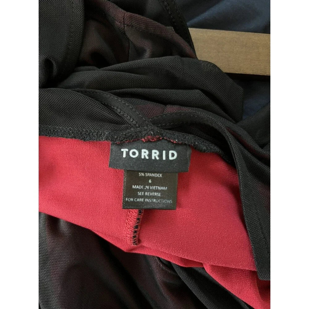 Torrid Black and Red Mesh Overlay Dress - Size 6XL