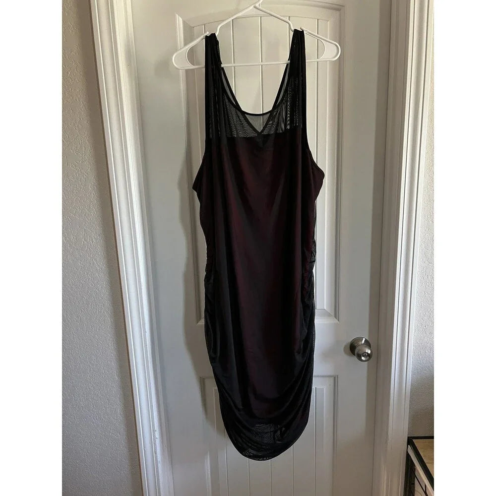 Torrid Black and Red Mesh Overlay Dress - Size 6XL