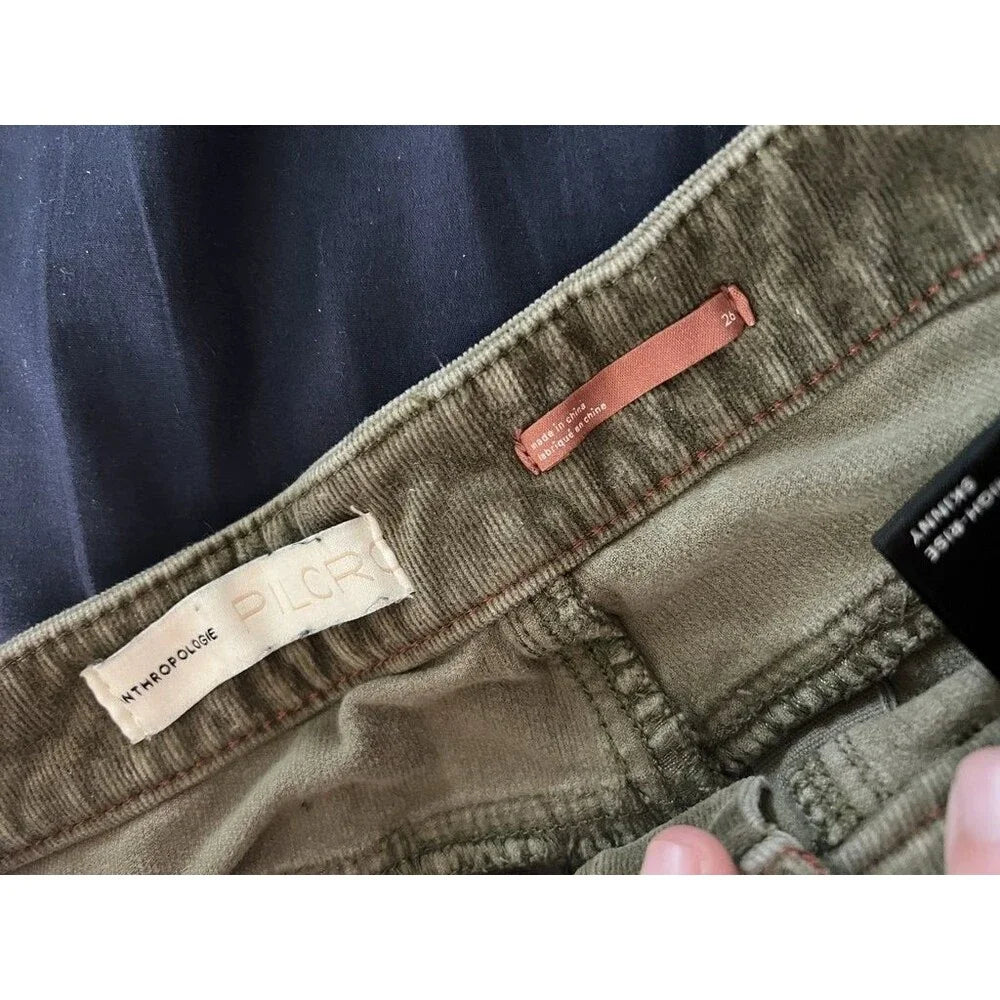 Pilcro Olive Green Button-Fly Corduroy Pants - Size 2 / 26