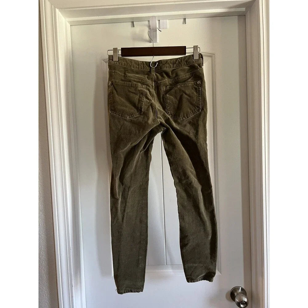 Pilcro Olive Green Button-Fly Corduroy Pants - Size 2 / 26