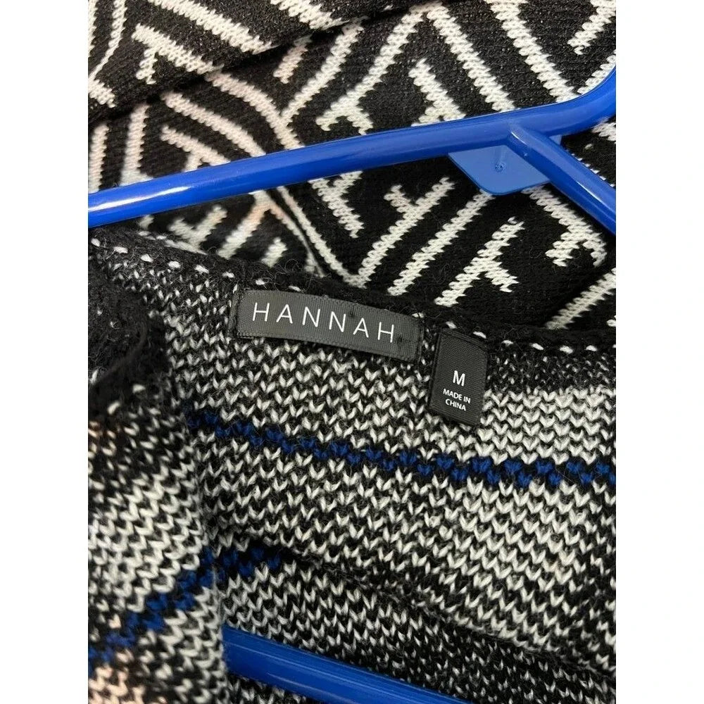 Hannah Black and White Plaid Open Front Cardigan - Size Medium / M