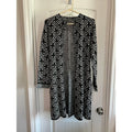 Hannah Black and White Geometric Pattern Cardigan - Size Medium / M