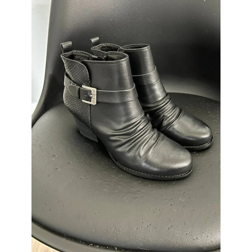 NIB Baretraps Black Ankle Boots with Buckle Detail - Size 8