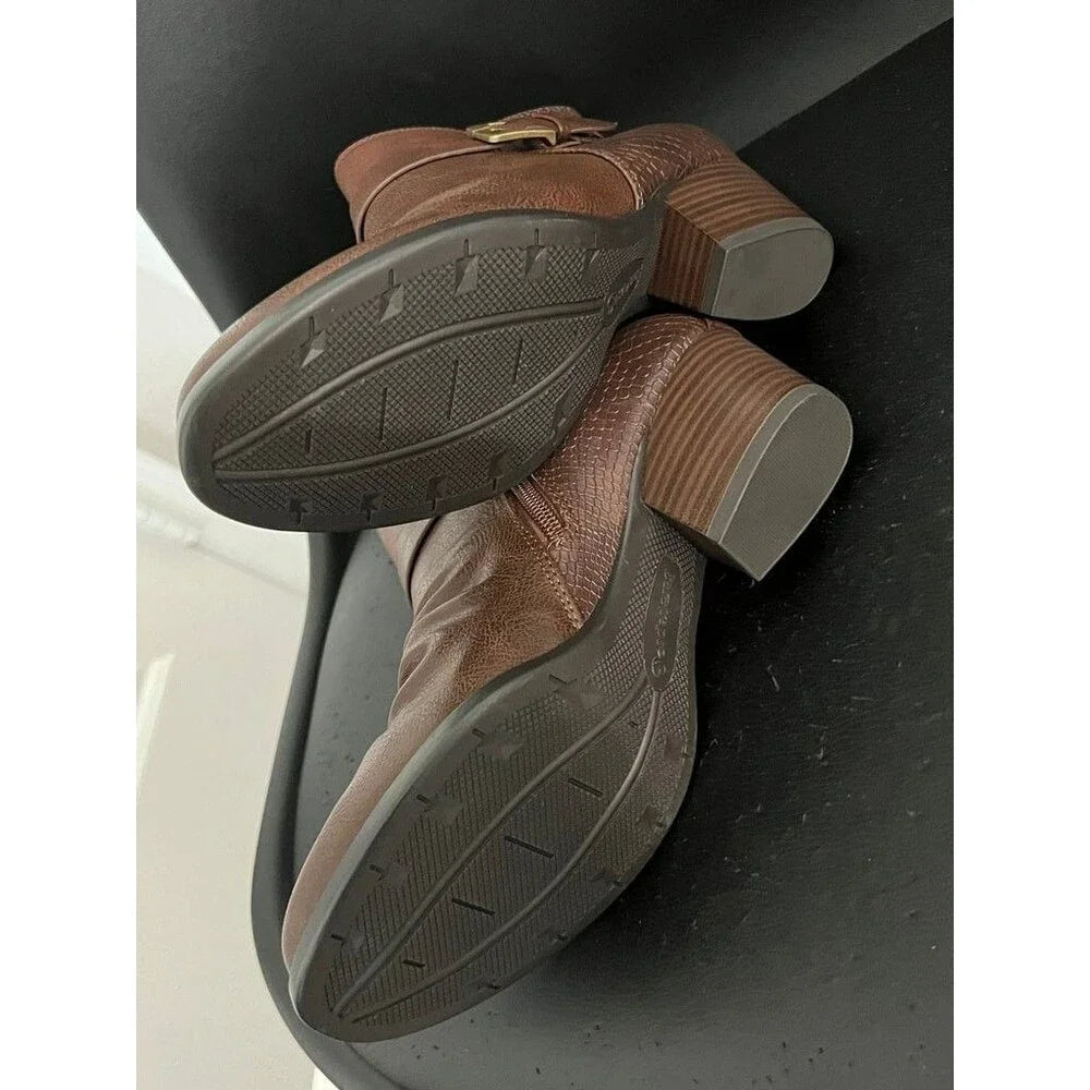NIB Baretraps Women's Brown Ankle Boots with Buckle Detail - Size 8