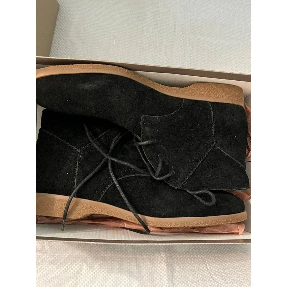 NIB Franco Sarto Women's Black Suede Lace-Up Ankle Boots - Size 8
