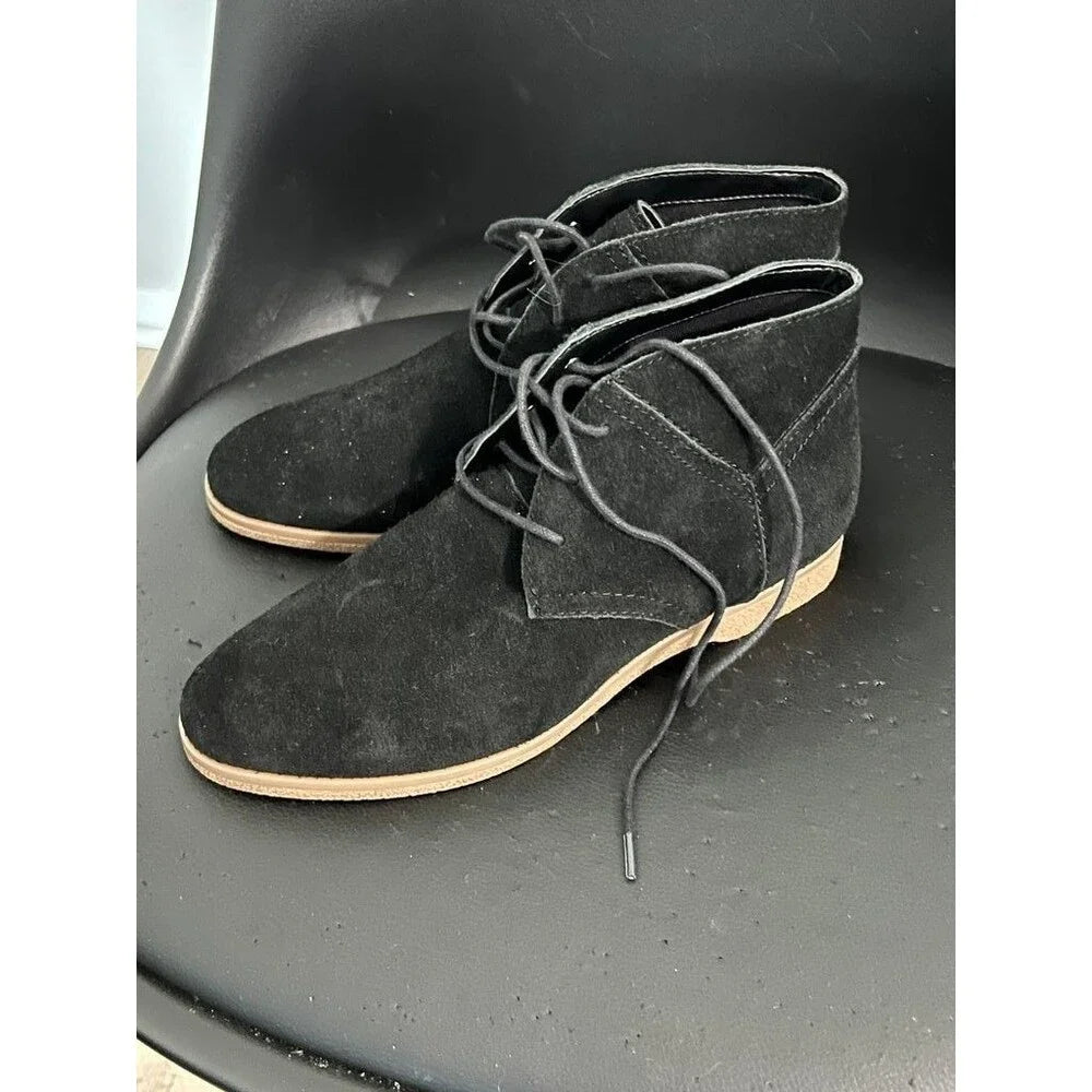 NIB Franco Sarto Women's Black Suede Lace-Up Ankle Boots - Size 8