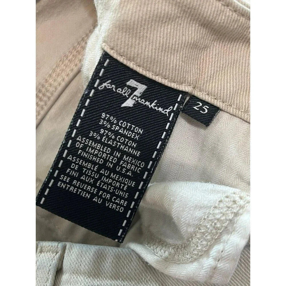7 For All Mankind Distressed Beige Jeans - Size 0 / 25