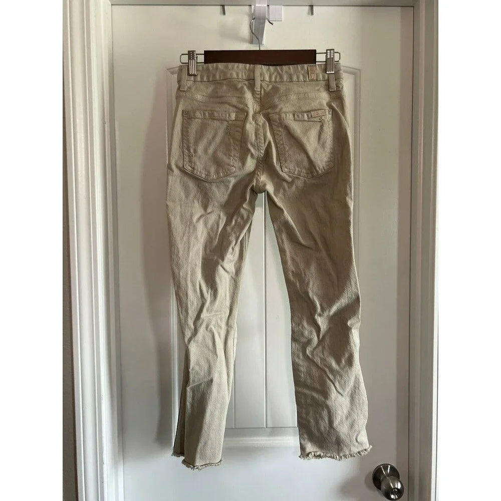 7 For All Mankind Distressed Beige Jeans - Size 0 / 25